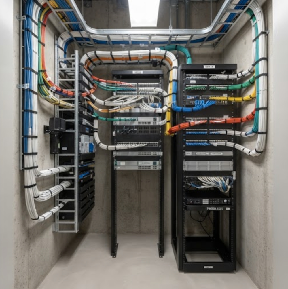 Clean and organized riser closet