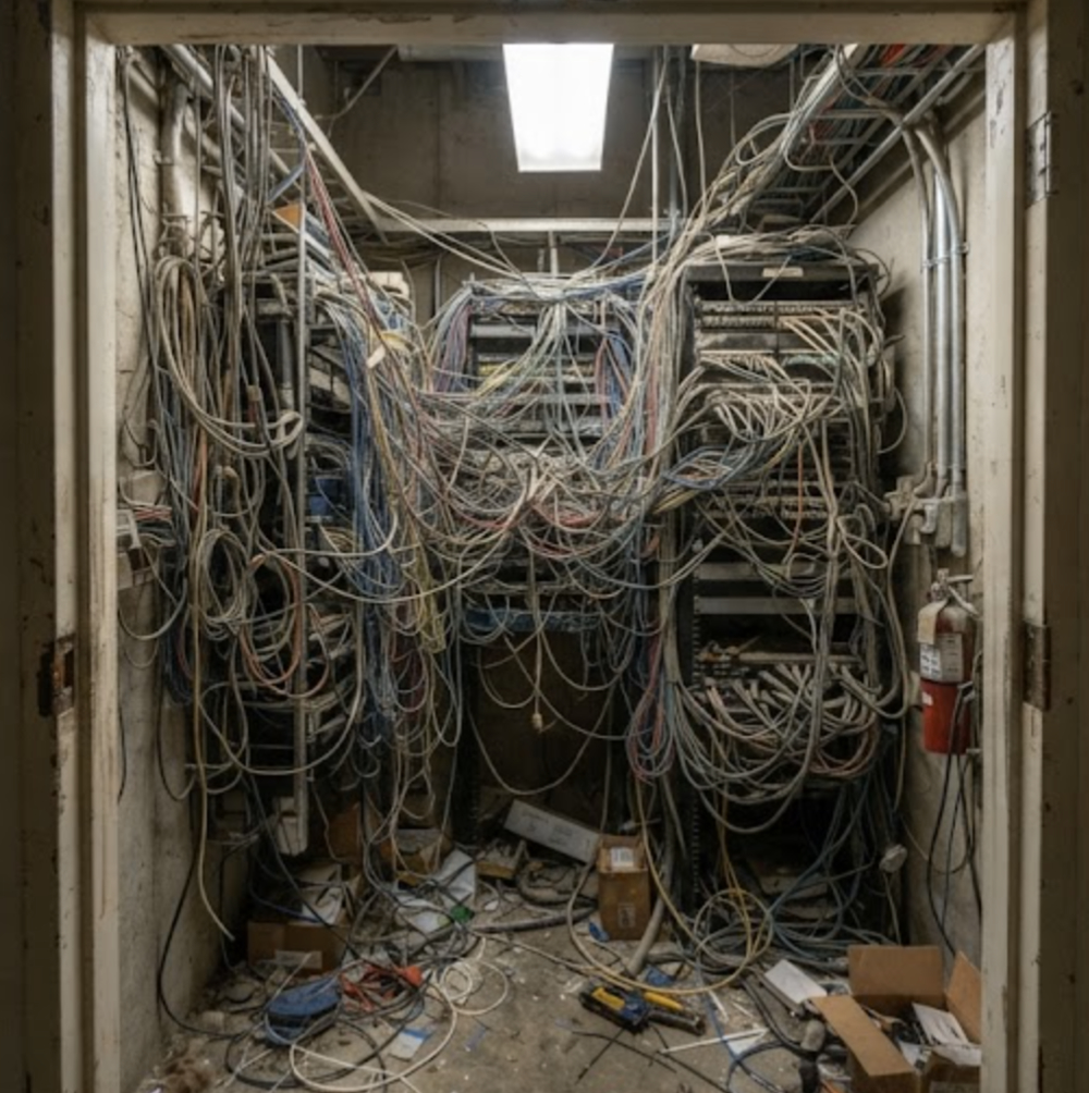 Messy riser closet